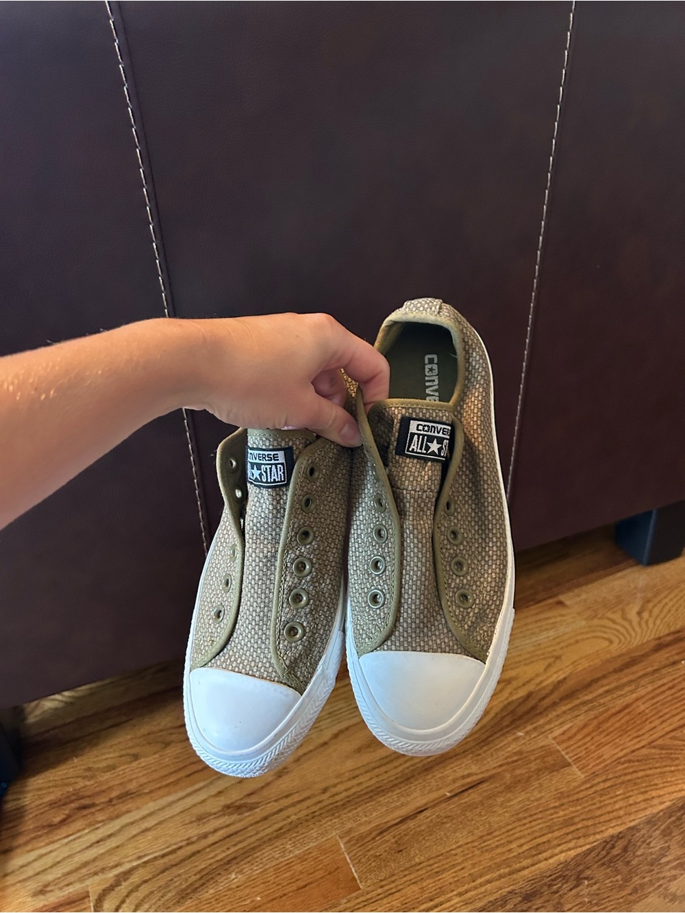 Converse Slip-On Sneakers in Olive Green Canvas - Picture 2 of 7
